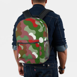 Sac À Dos Imprimé Super Funky Retro Boho Rouge et Vert Noël
