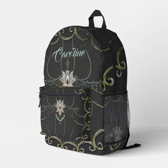 Sac À Dos Imprimé Superbe fleur de lotus élégante. (Coin arrière droit)
