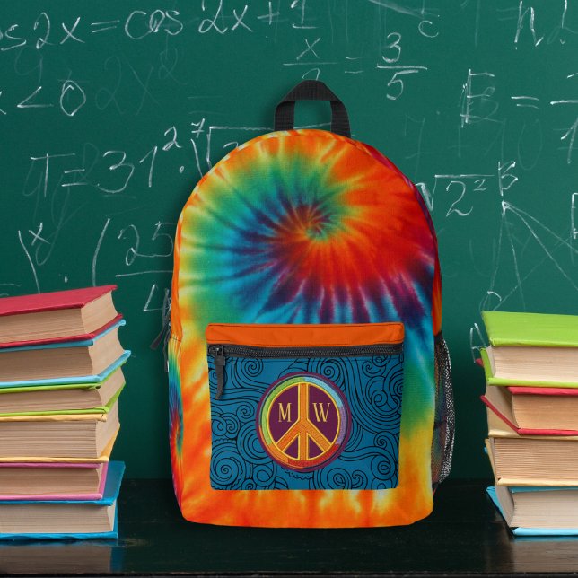 Sac À Dos Imprimé SYMBOLE DE PÂLE Tie Dye Swirl Monogramme (Créateur téléchargé)