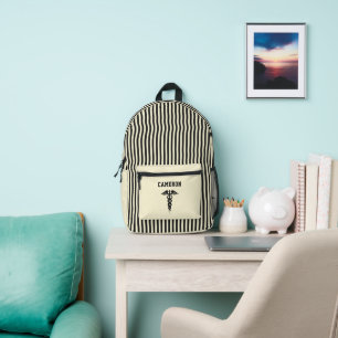 Sac À Dos Imprimé Symbole Médicale personnalisé Crème et bandes noir