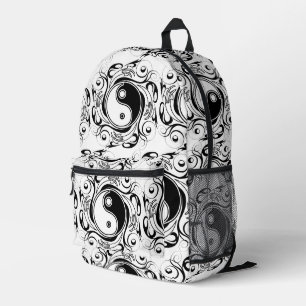 Sac À Dos Imprimé Symbole Yin & Yang style de tatouage noir et blanc