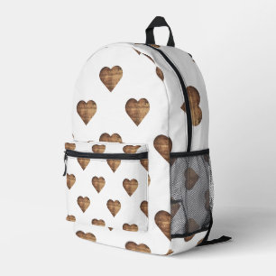 Sac À Dos Imprimé Symétrique Grand coeur en bois Brown rustique