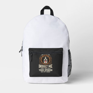 Sac À Dos Imprimé T-Shirt Chien Opinion Drôle Insulte