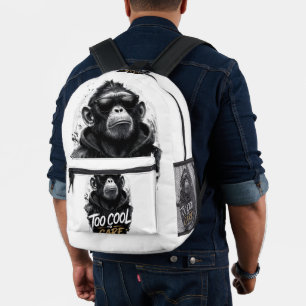 Sac À Dos Imprimé T-shirt Cool Monkey avec Lunettes de Soleil   Trop