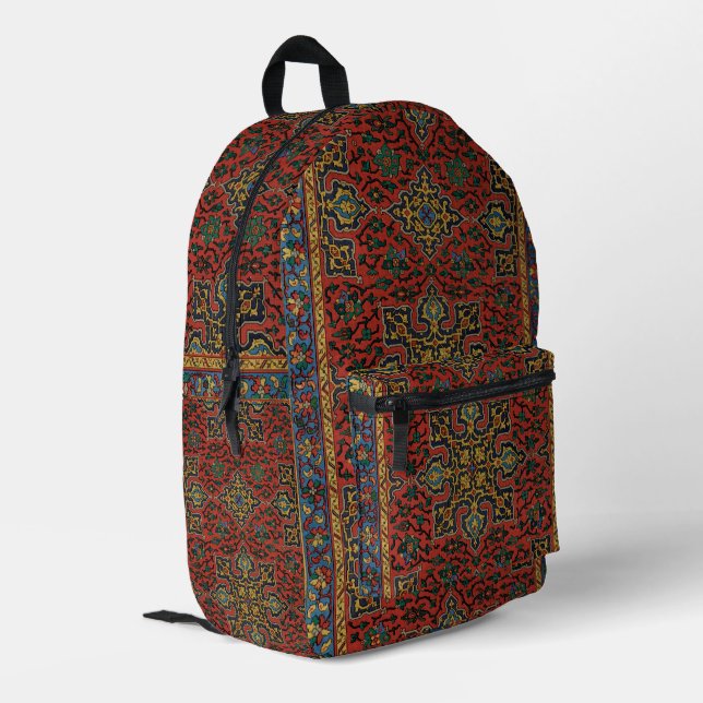 Sac À Dos Imprimé Tapisserie de tapis persan rouge bleu classique (Coin arrière gauche)