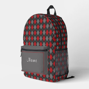 Sac À Dos Imprimé Tartan à carreaux rouge noir et gris