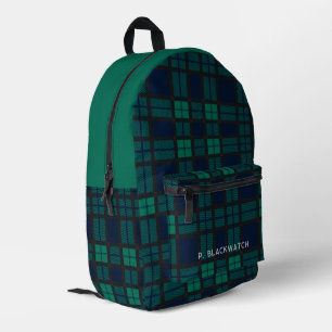 Sac À Dos Imprimé Tartan bleu vert tacheté personnalisé rustique