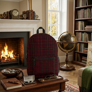 Sac À Dos Imprimé Tartan élégant bordeaux