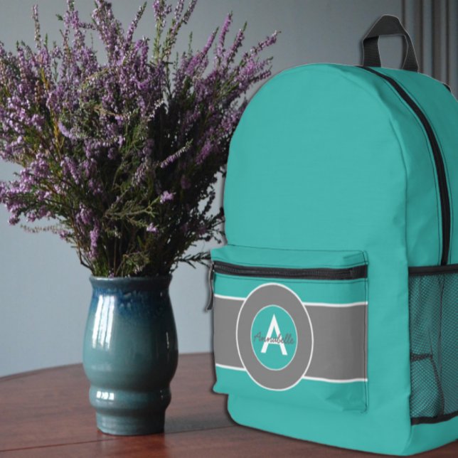 Sac À Dos Imprimé Teal Gray Monogram (Créateur téléchargé)