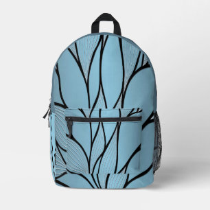Sac À Dos Imprimé Teintes créatives de bleu ciel motif de feuilles