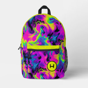 Sac À Dos Imprimé Teinture de flamme néon Monogramme jaune