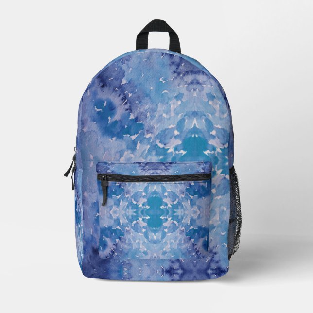 Sac À Dos Imprimé Teinture de jeans bleu rétro (Recto)
