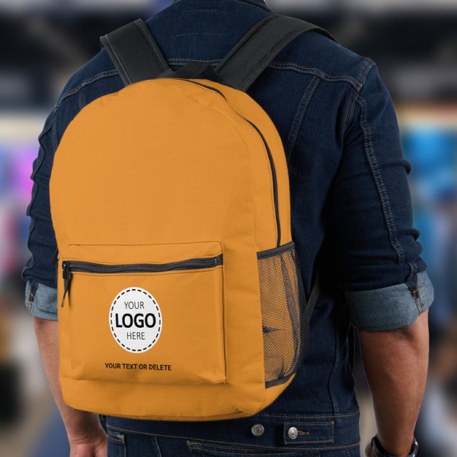 Sac À Dos Imprimé Téléchargement de logo et de texte Orange (Créateur téléchargé)
