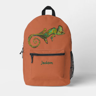 Sac À Dos Imprimé Terracotta Nommée Lizard À Motifs Multicolores