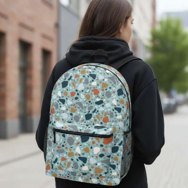 Sac À Dos Imprimé Terrazzo En Bleu (Créateur téléchargé)
