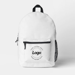 Sac À Dos Imprimé Texte de logo rond Promotion Entreprise Blanc