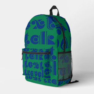 Sac À Dos Imprimé Texte de présentation Voyage bleu vert