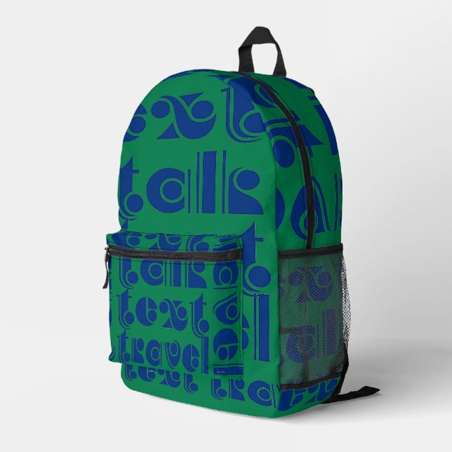 Sac À Dos Imprimé Texte de présentation Voyage bleu vert (Coin arrière droit)