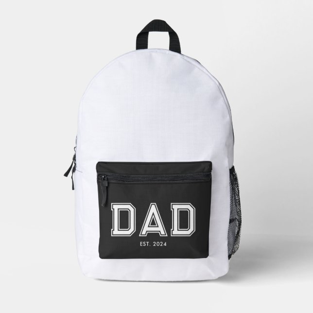 Sac À Dos Imprimé Texte gras minimal noir Papa établi (Recto)
