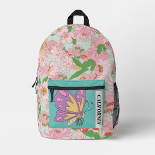 Sac À Dos Imprimé Texte personnalisé floral girly avec papillon mign