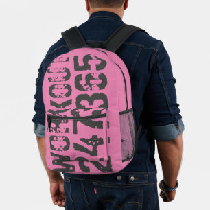 Sac À Dos Imprimé Texte usé et rayé Workout 247365 rose