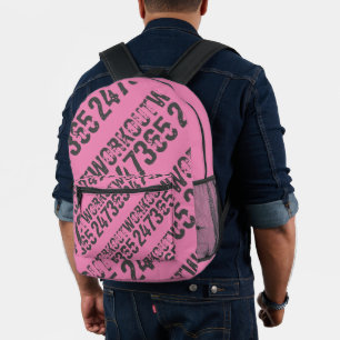 Sac À Dos Imprimé Texte usé et rayé Workout 247365 rose