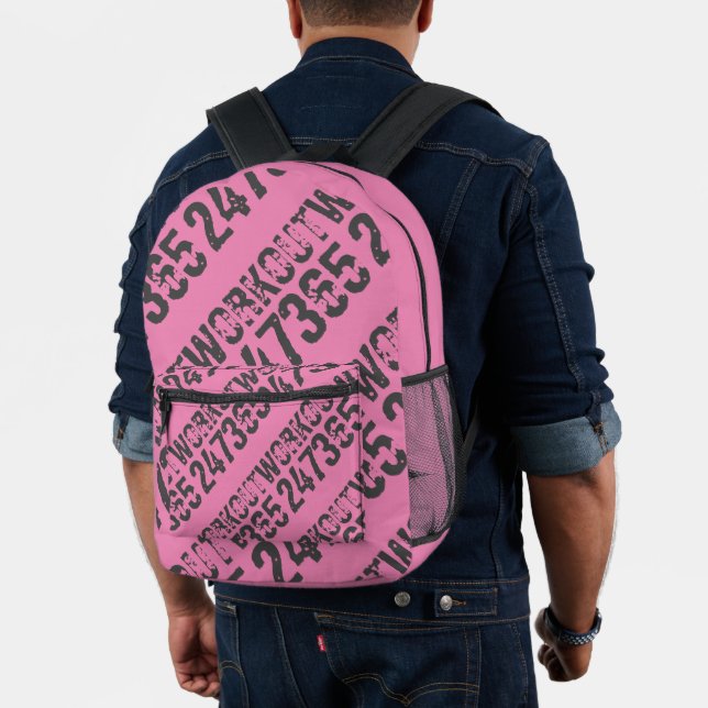 Sac À Dos Imprimé Texte usé et rayé Workout 247365 rose (Insitu (Modèle))