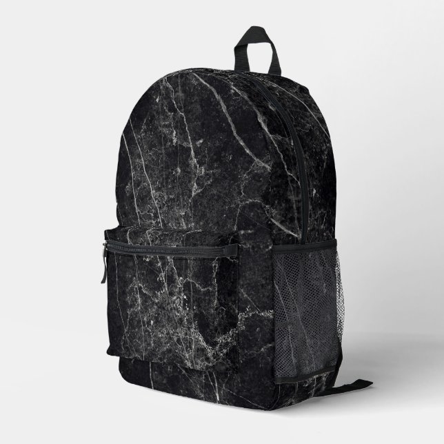 Sac À Dos Imprimé Texture en marbre noir (Coin arrière droit)