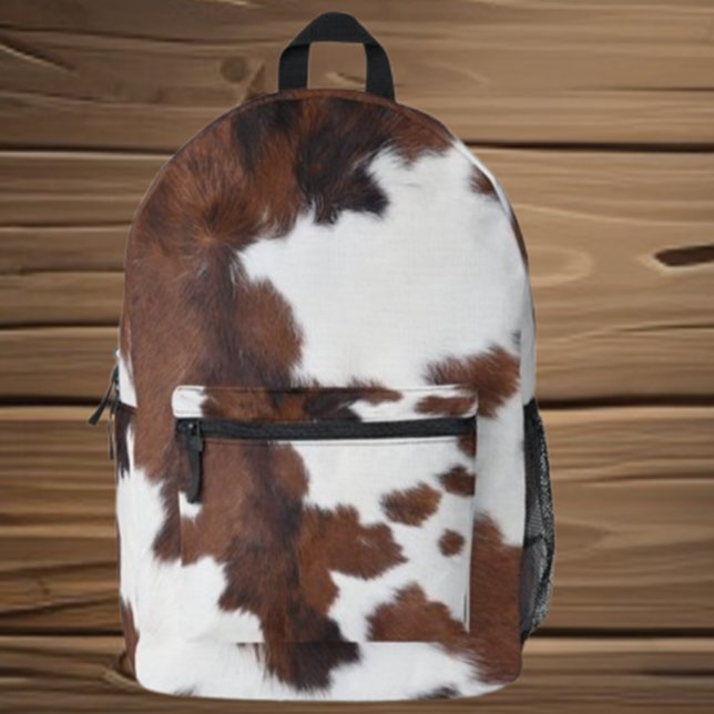Sac À Dos Imprimé Textures Brown et blanches de vache (Embrace your love for cows with the Cow Brown and White Cowhide Textures Backpack by Love Cows. )