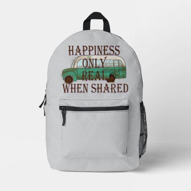 Sac À Dos Imprimé The Magic Bus: Happiness Only Real When Shared -  (Recto)