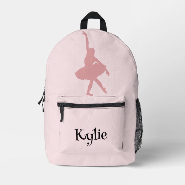 Sac À Dos Imprimé Thème de ballerine rose pour filles à l'école (Recto)