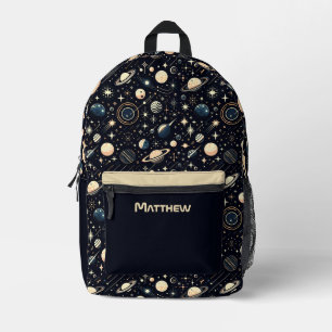Sac À Dos Imprimé Thème Espace Extérieur Rétro Moderne Nom Personnal