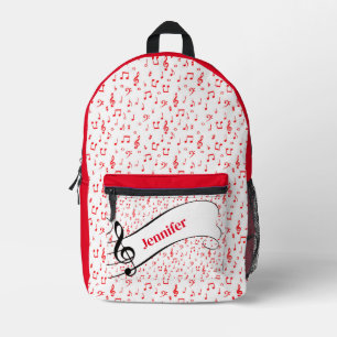 Sac À Dos Imprimé thème musical rouge personnalisé
