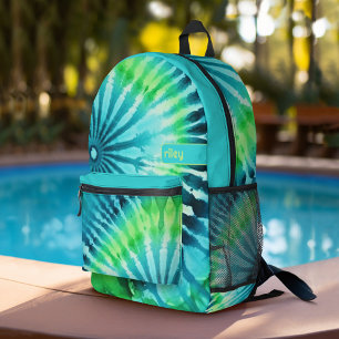 Sac À Dos Imprimé Tie Dye Motif Lime Aqua Turquoise - nom personnali