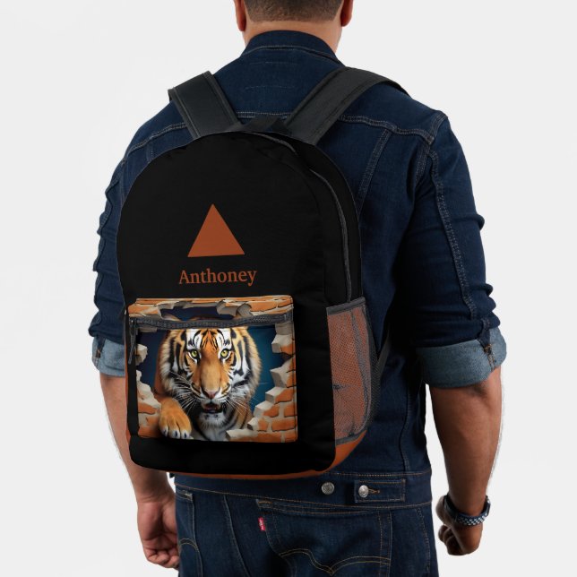 Sac À Dos Imprimé Tigre 3D Moderne Nom Personnalisable  (Insitu (Modèle))