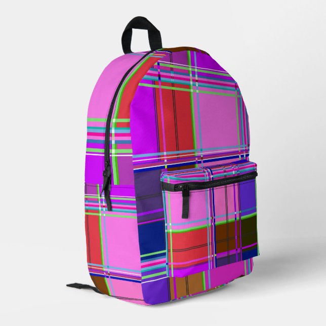 Sac À Dos Imprimé Tissu à motif tartan rose Madras (Coin arrière gauche)