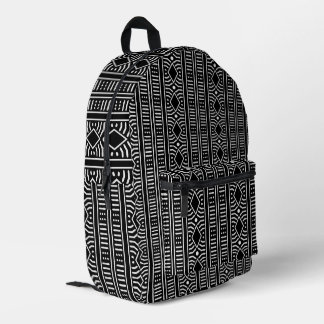 Sac À Dos Imprimé Tissu De Boue Moderne Noir Et Blanc
