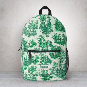 Sac À Dos Imprimé Toile de Jouy Floral Monogram Vert Vintage
