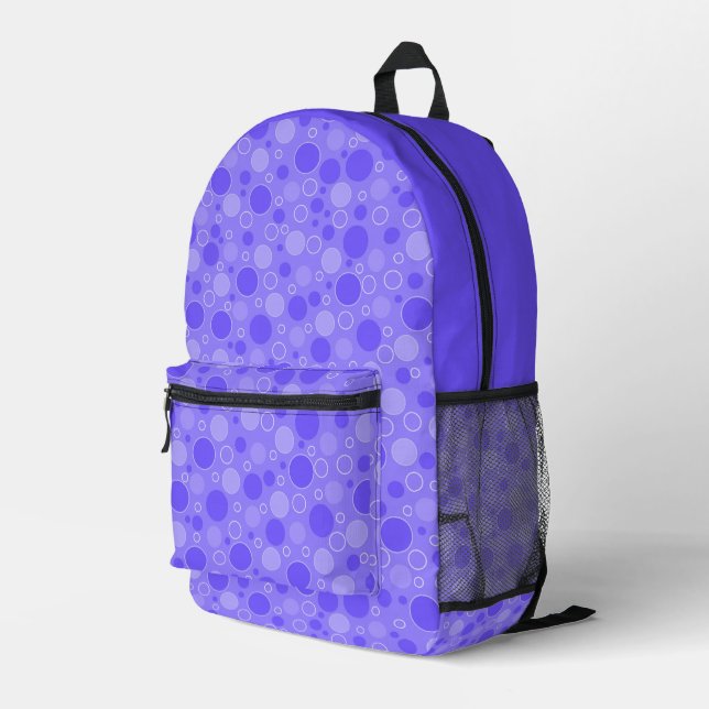 Sac À Dos Imprimé Tons violets Lilac avec pois en sixtie rétro (Coin arrière droit)