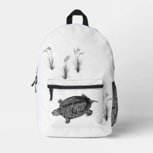 Sac À Dos Imprimé Tortue aquatique noir et blanc