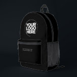 Sac À Dos Imprimé Total noir | Logo et texte personnalisés<br><div class="desc">Total noir | Logo d'entreprise personnalisé et texte moderne Professionnel imprimé sac à dos</div>