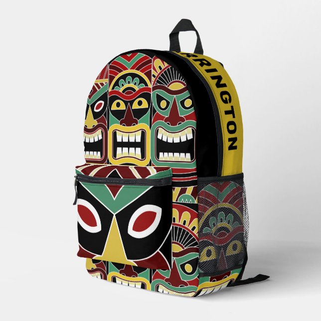 Sac À Dos Imprimé Totaux Tiki du Cool de nom personnalisé (Coin arrière droit)