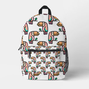 Sac À Dos Imprimé toucan oiseau de la jungle pastel arc-en-ciel moti