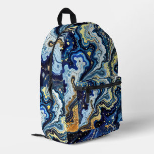 Sac À Dos Imprimé Tourbillons vibrants de bleu et d'or 5