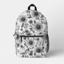 Tournesols Floraux Noir Et Blanc