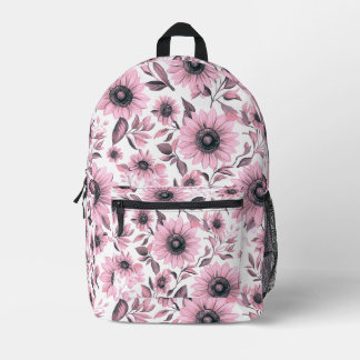 Sac À Dos Imprimé Tournesols Floraux Roses