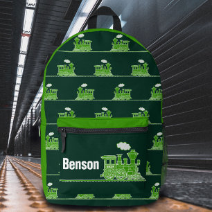 Sac À Dos Imprimé Train à vapeur vert enfants nommés