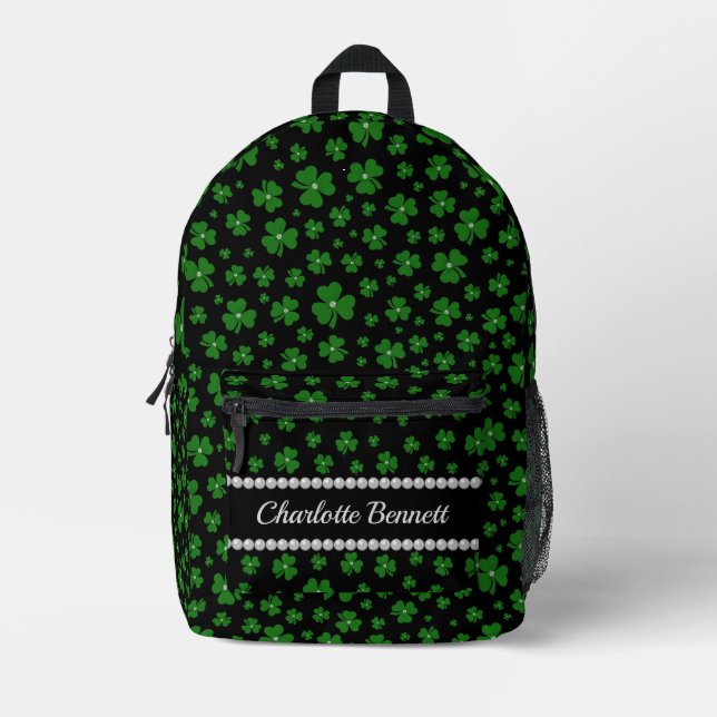 Sac À Dos Imprimé Trèfle personnalisé de la Saint-Patrick avec perle (Recto)