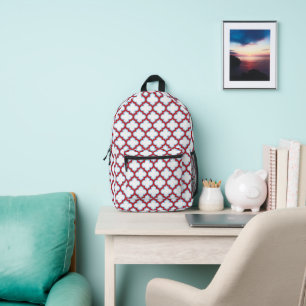 Sac À Dos Imprimé Trellis blanc et rouge, treillis, Quatrefoil
