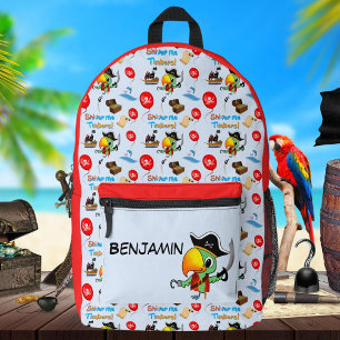 Sac À Dos Imprimé Trésor de pirate de Captain Parrot Personnalisé